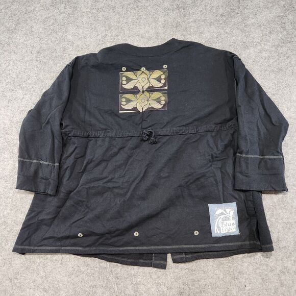 VTG Blue Fish Womens OS One Size Hand Painted Organic Cotton Button Shirt Jacket - Picture 11 of 16